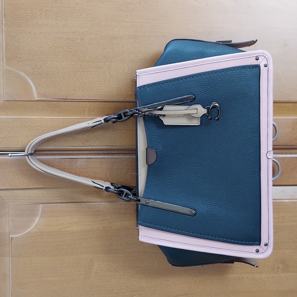 COACH DREAMER SATCHEL in BLACK/PINK/TAN W/ PEWTER HARDWARE NEW!